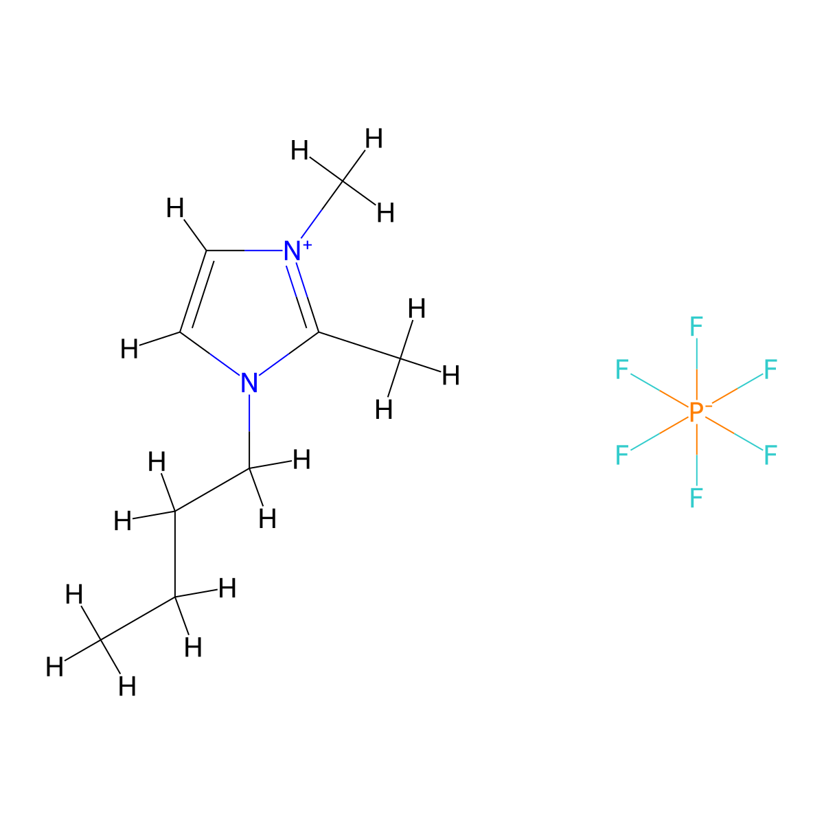 1-Butyl-2,3-dimethylimidazolium hexafluorophosphate molecular structure, CAS 227617-70-1