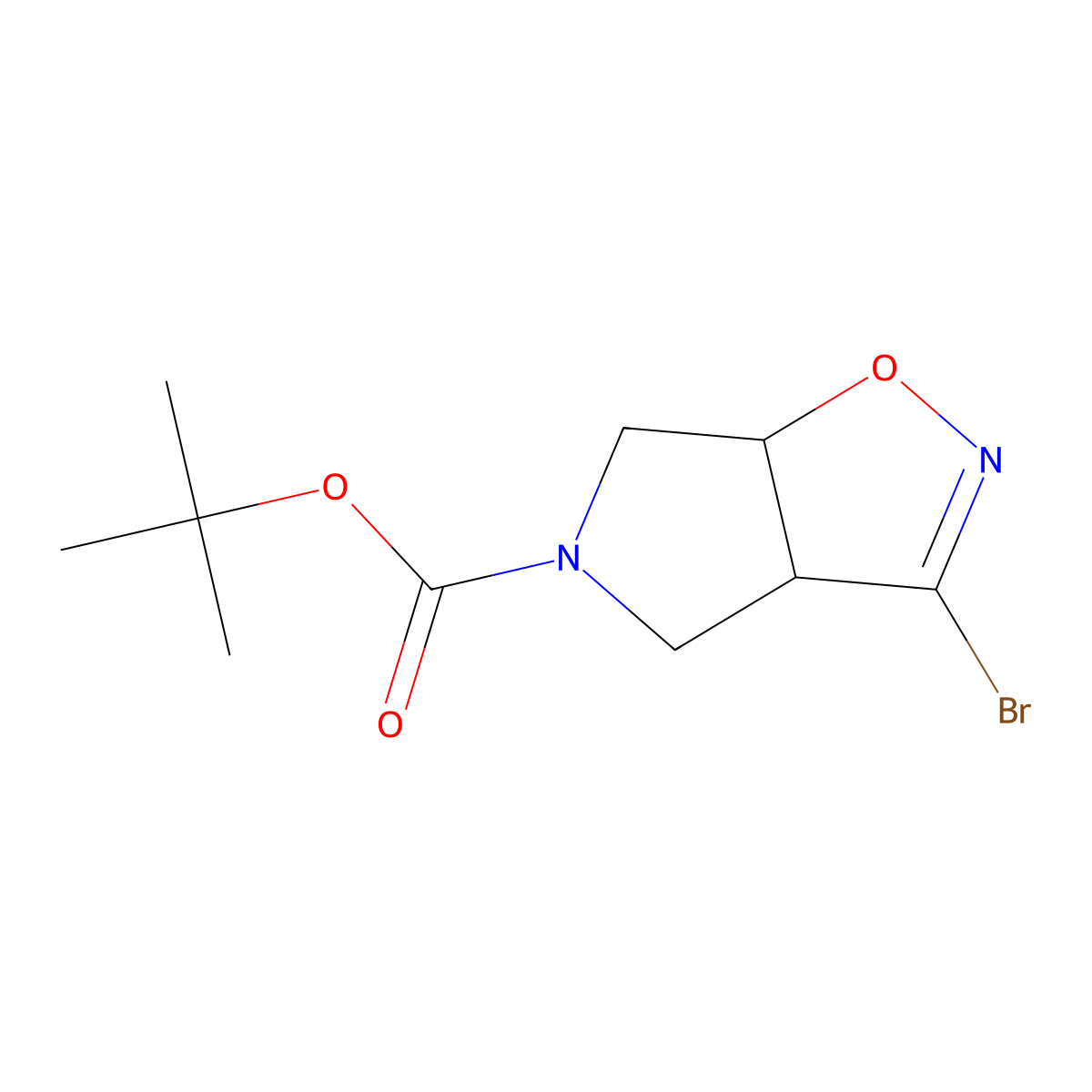 tert-butyl 3-bromo-3aH,4H,5H,6H,6aH-pyrrolo(3,4-d)(1,2)oxazole-5-carboxylate molecular structure, CAS 227619-53-6