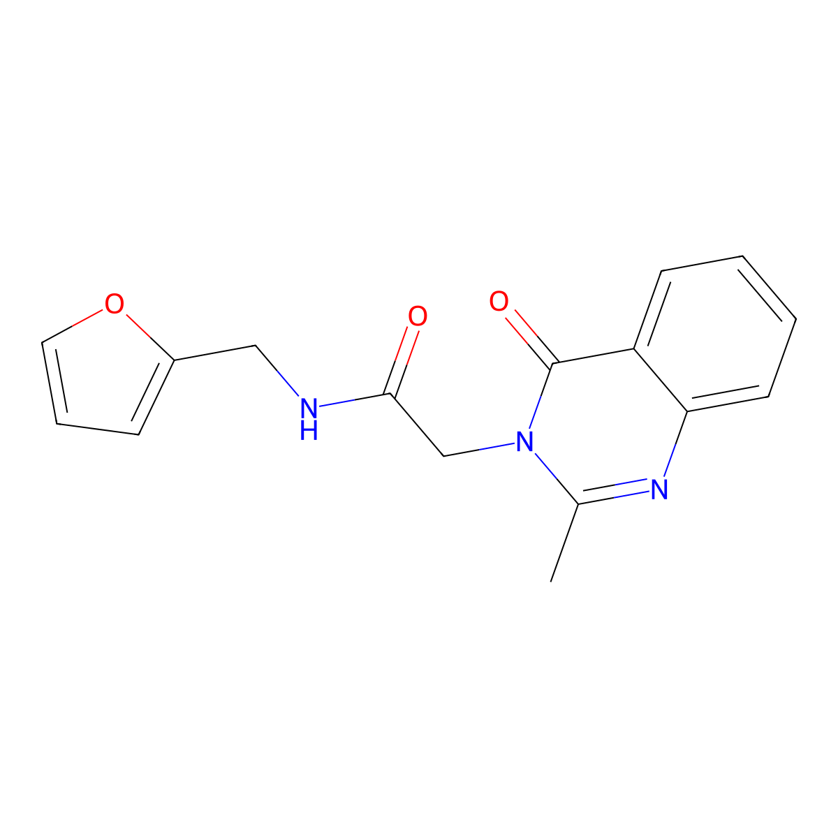 N-(furan-2-ylmethyl)-2-(2-methyl-4-oxoquinazolin-3(4H)-yl)acetamide molecular structure, CAS 227621-54-7