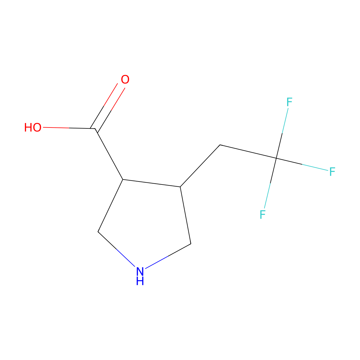 rac-(3R,4R)-4-(2,2,2-trifluoroethyl)pyrrolidine-3-carboxylic acid molecular structure, CAS 2276227-96-2
