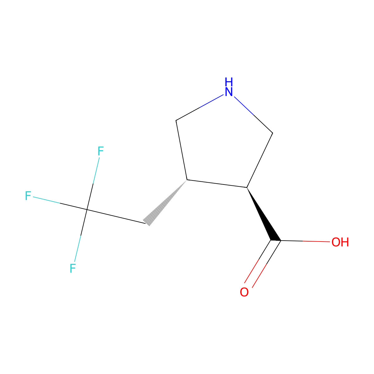 rac-(3R,4R)-4-(2,2,2-trifluoroethyl)pyrrolidine-3-carboxylic acid molecular structure, CAS 2276227-96-2