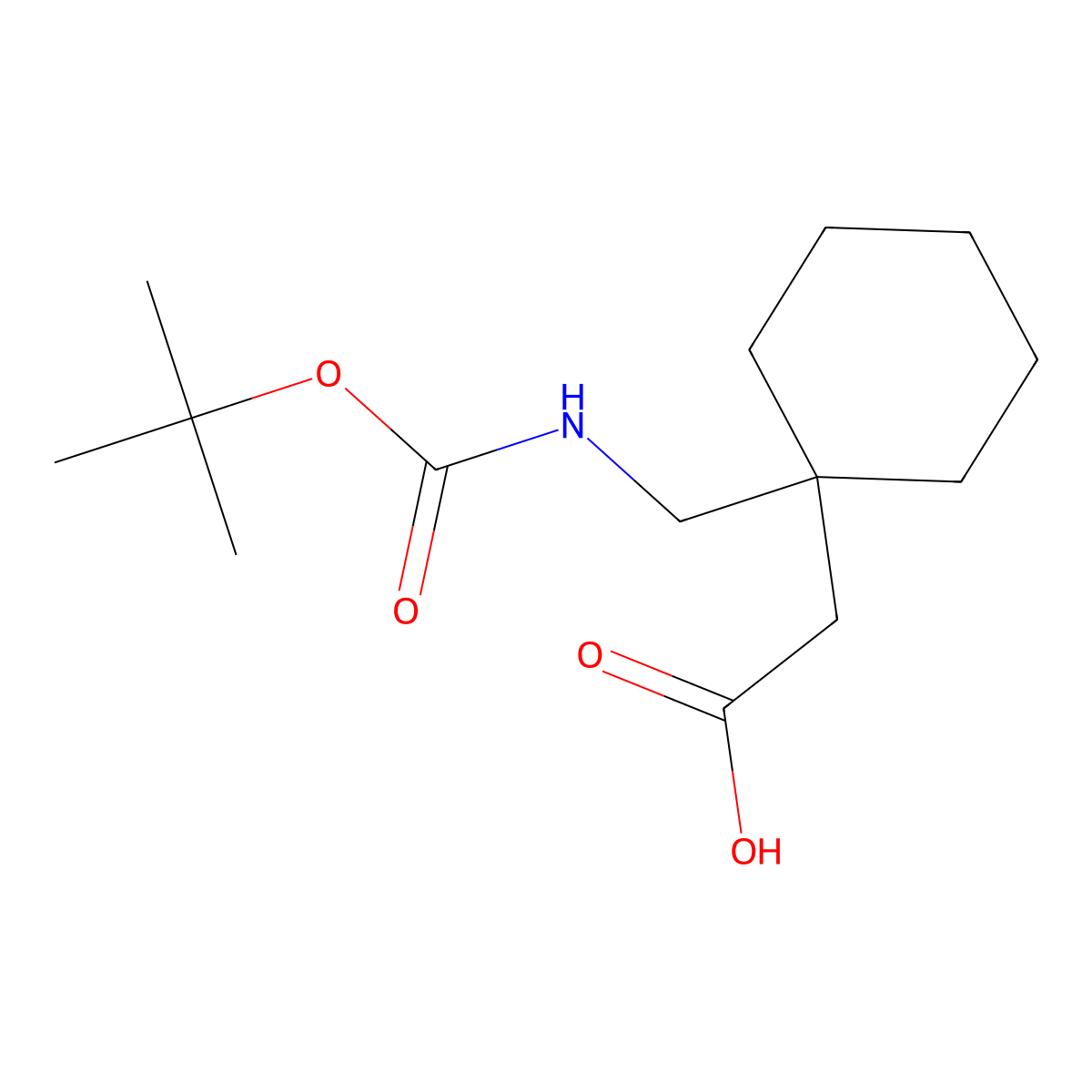2-(1-((((Tert-butoxy)carbonyl)amino)methyl)cyclohexyl)acetic acid molecular structure, CAS 227626-60-0