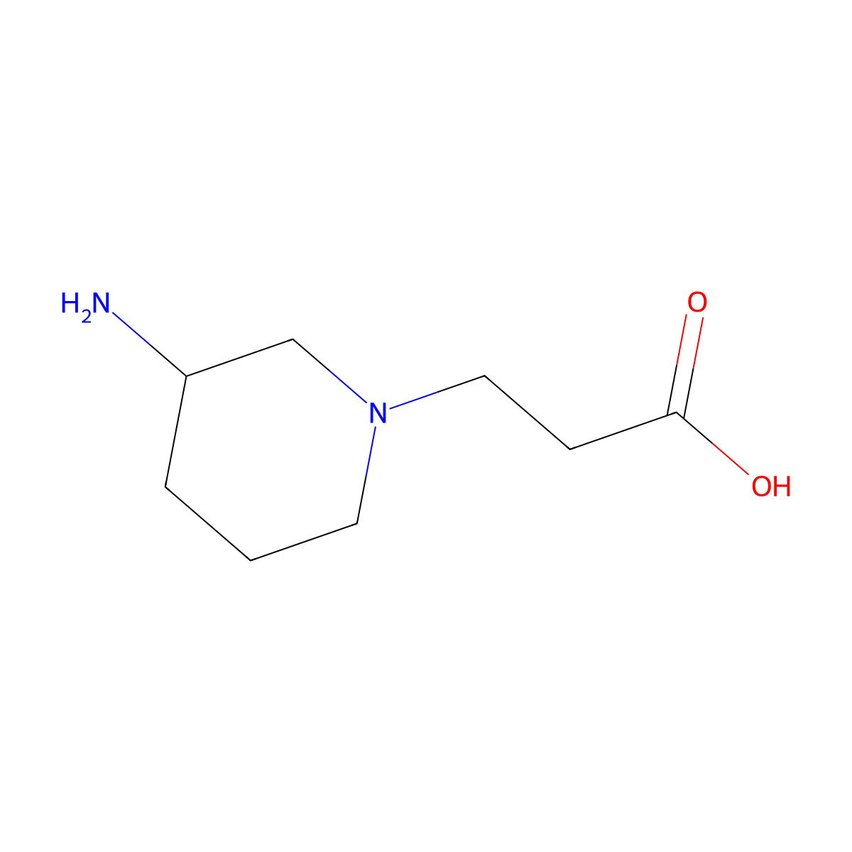 3-[(3S)-3-aminopiperidin-1-yl]propanoic acid molecular structure, CAS 2276278-33-0