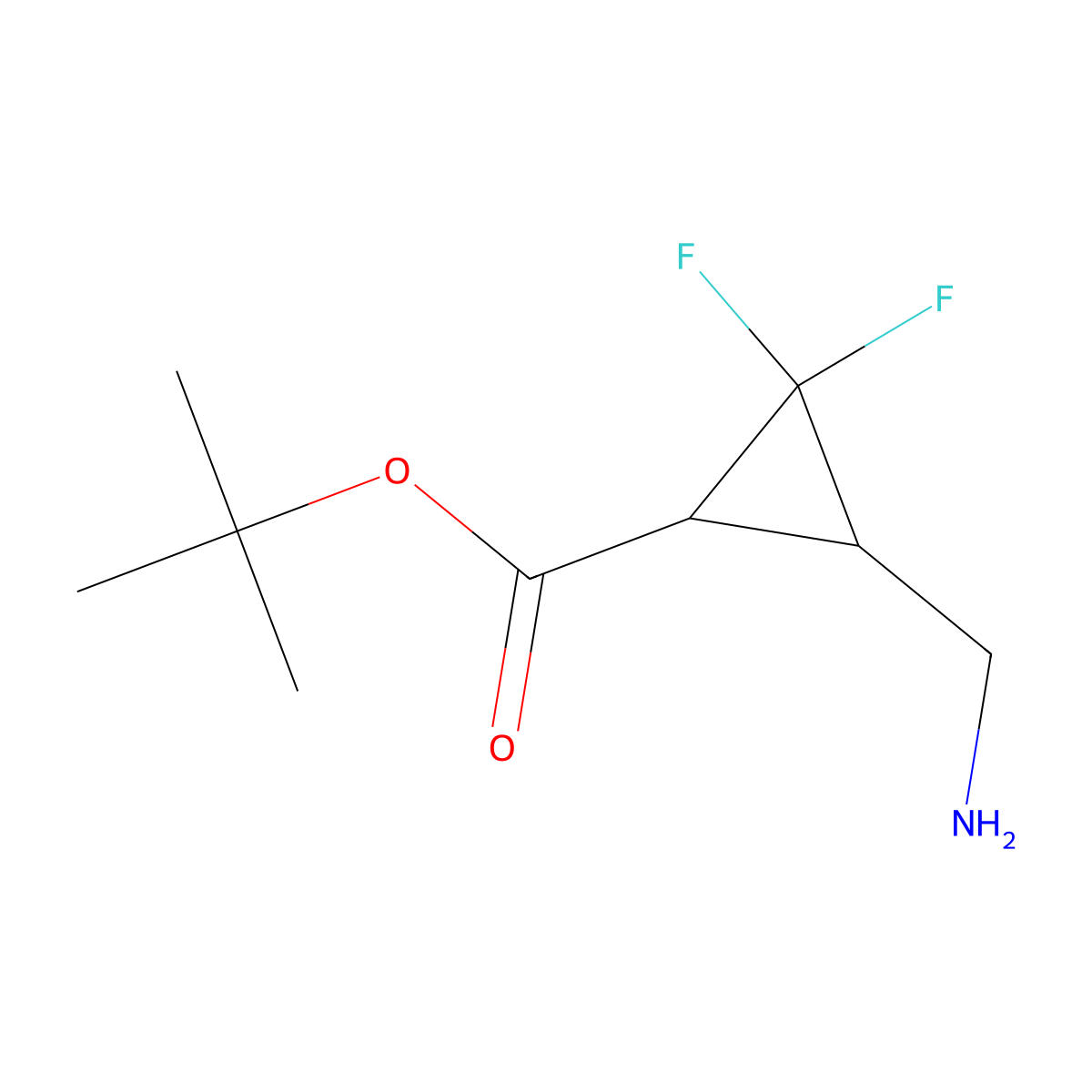 rac-tert-butyl (1R,3S)-3-(aminomethyl)-2,2-difluorocyclopropane-1-carboxylate molecular structure, CAS 2276351-79-0