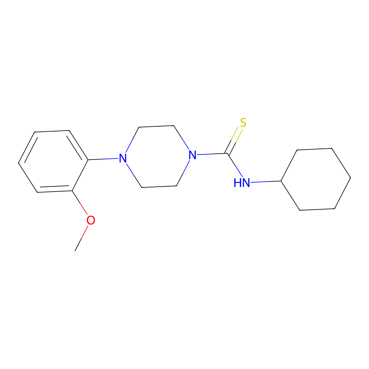 N-cyclohexyl-4-(2-methoxyphenyl)piperazine-1-carbothioamide molecular structure, CAS 22764-04-1