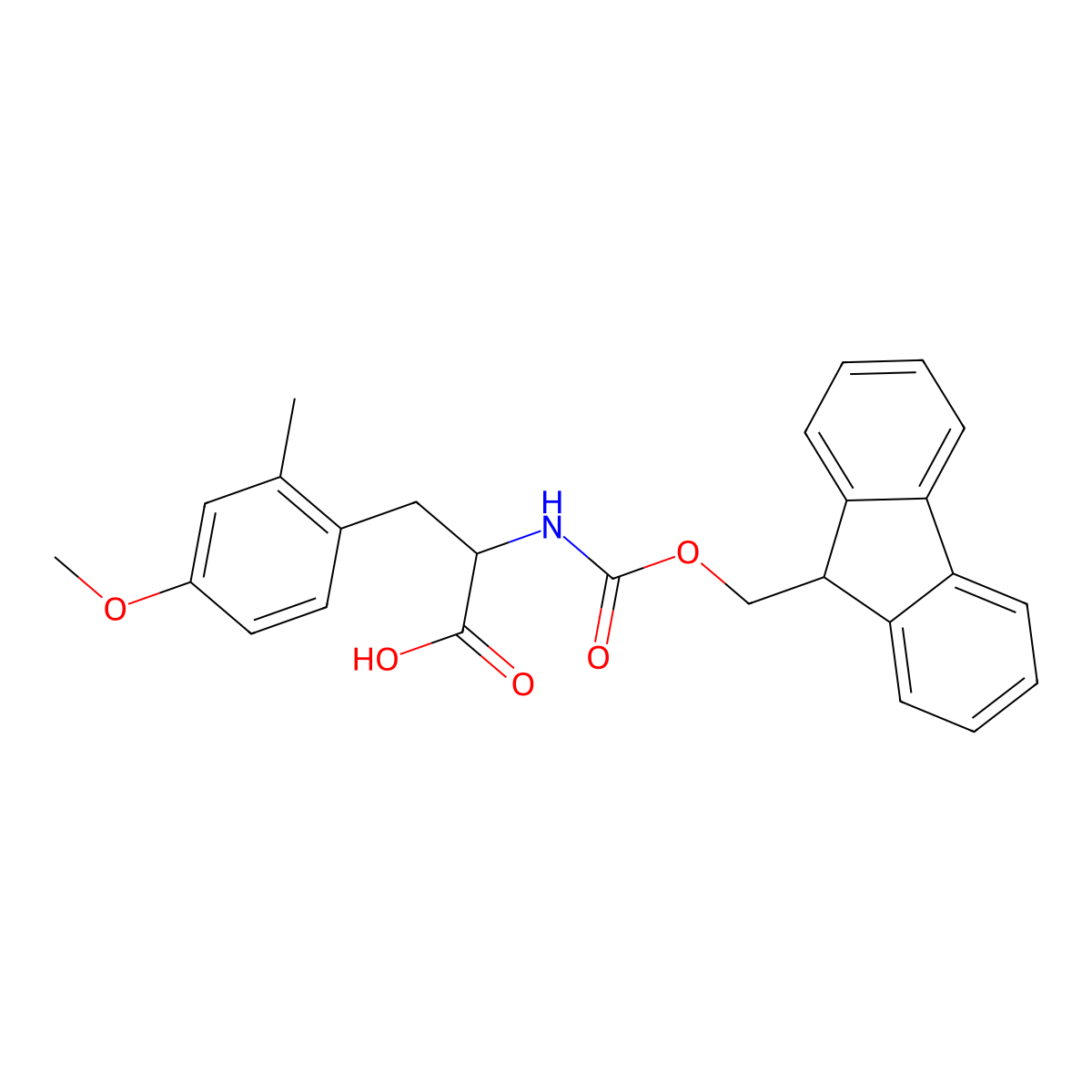(S)-2-((((9H-Fluoren-9-yl)methoxy)carbonyl)amino)-3-(4-methoxy-2-methylphenyl)propanoic acid molecular structure, CAS 2276402-03-8