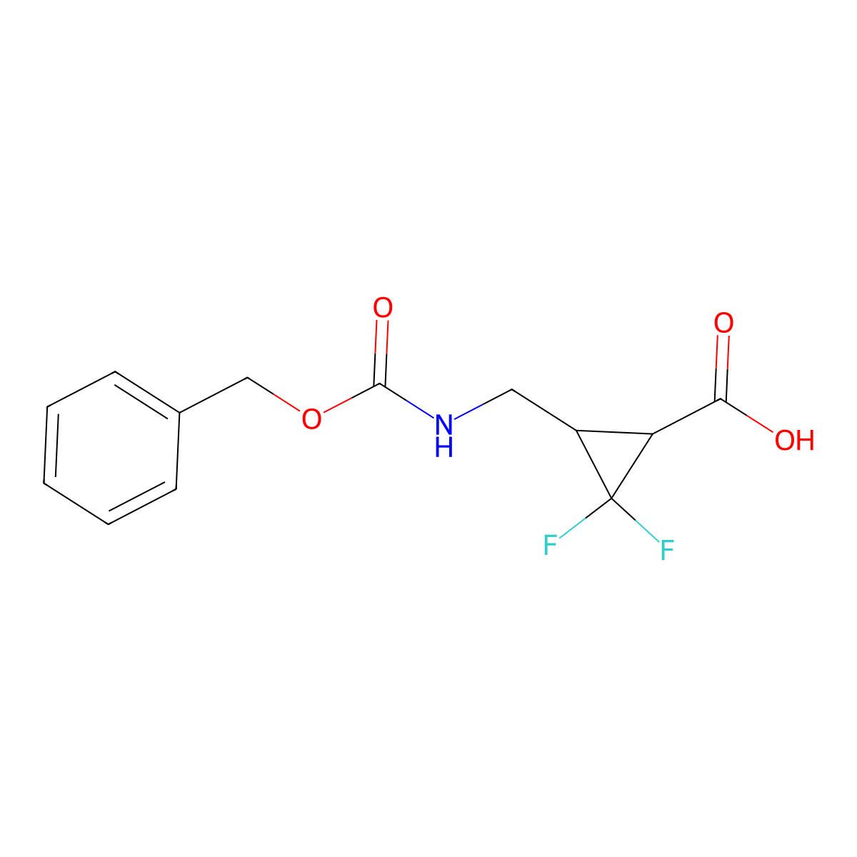 rac-(1R,3S)-3-({[(benzyloxy)carbonyl]amino}methyl)-2,2-difluorocyclopropane-1-carboxylic acid molecular structure, CAS 2276460-95-6
