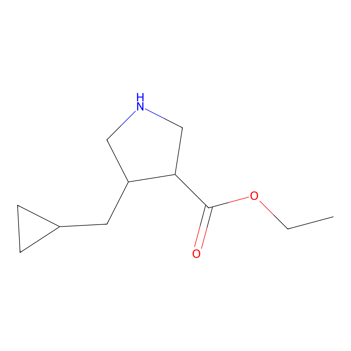 rac-ethyl (3R,4R)-4-(cyclopropylmethyl)pyrrolidine-3-carboxylate molecular structure, CAS 2276485-17-5