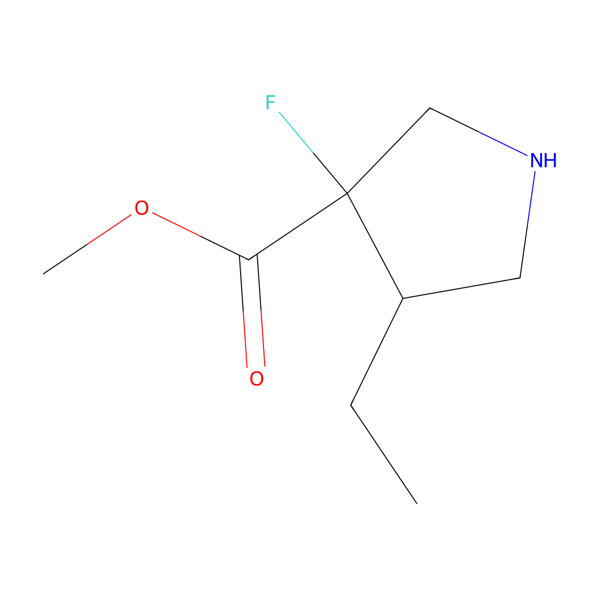 rac-methyl (3R,4R)-4-ethyl-3-fluoropyrrolidine-3-carboxylate molecular structure, CAS 2276521-23-2