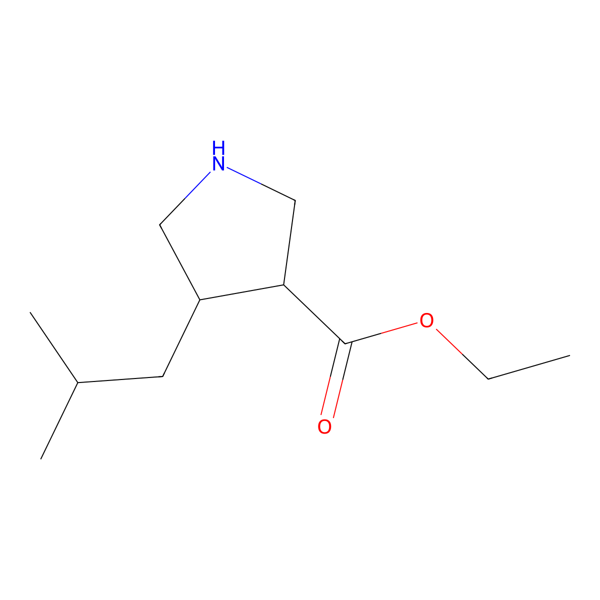 rac-ethyl (3R,4R)-4-(2-methylpropyl)pyrrolidine-3-carboxylate molecular structure, CAS 2276521-35-6