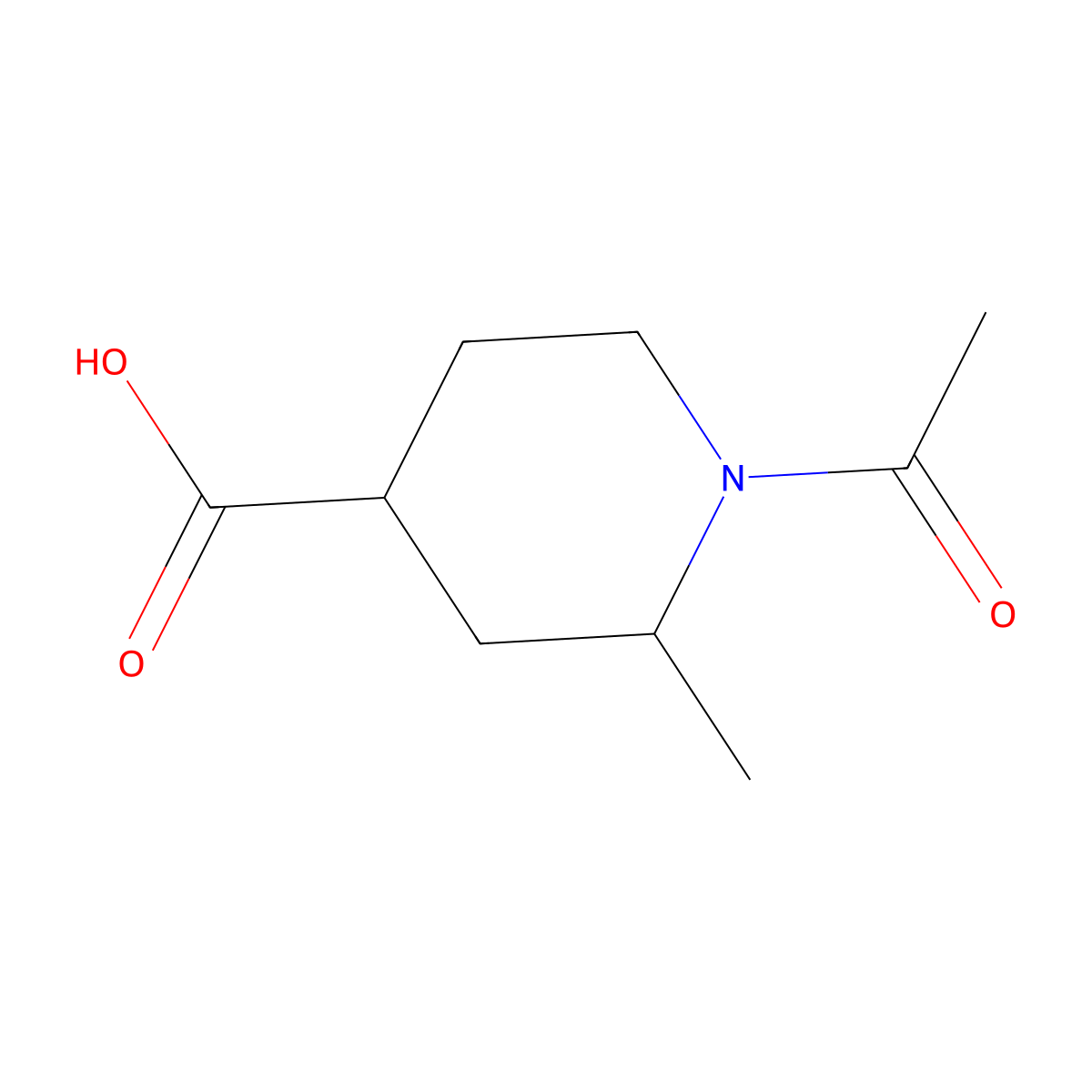 rac-(2R,4R)-1-acetyl-2-methylpiperidine-4-carboxylic acid molecular structure, CAS 2276580-36-8