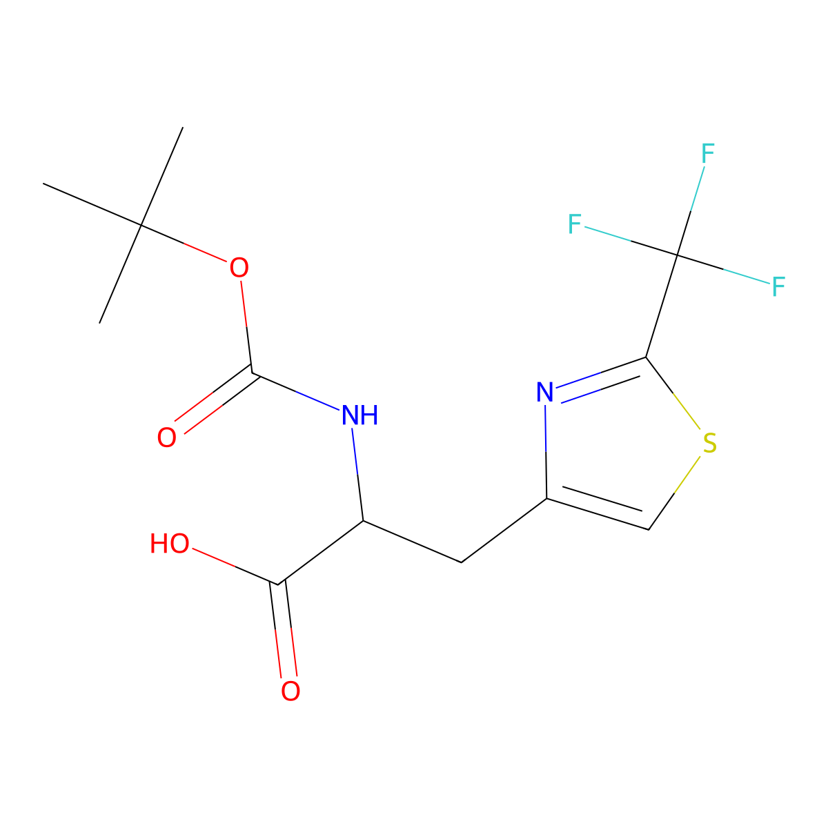 (2S)-2-{[(tert-butoxy)carbonyl]amino}-3-[2-(trifluoromethyl)-1,3-thiazol-4-yl]propanoic acid molecular structure, CAS 2276864-09-4