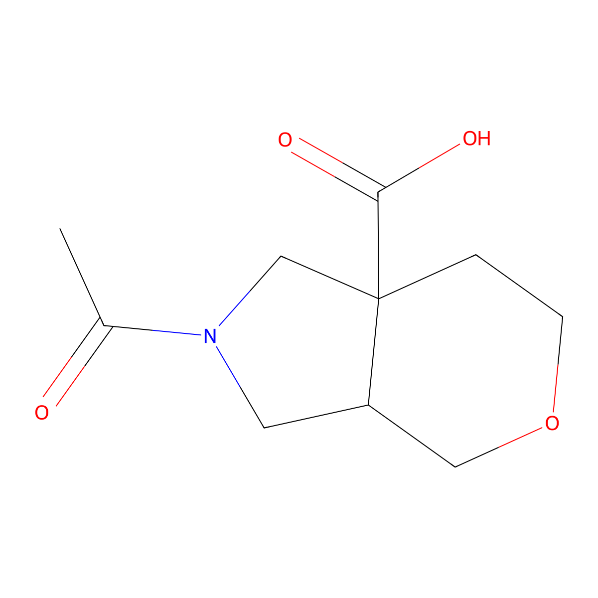 rac-(3aR,7aR)-2-acetyl-octahydropyrano[3,4-c]pyrrole-7a-carboxylic acid molecular structure, CAS 2276997-59-0