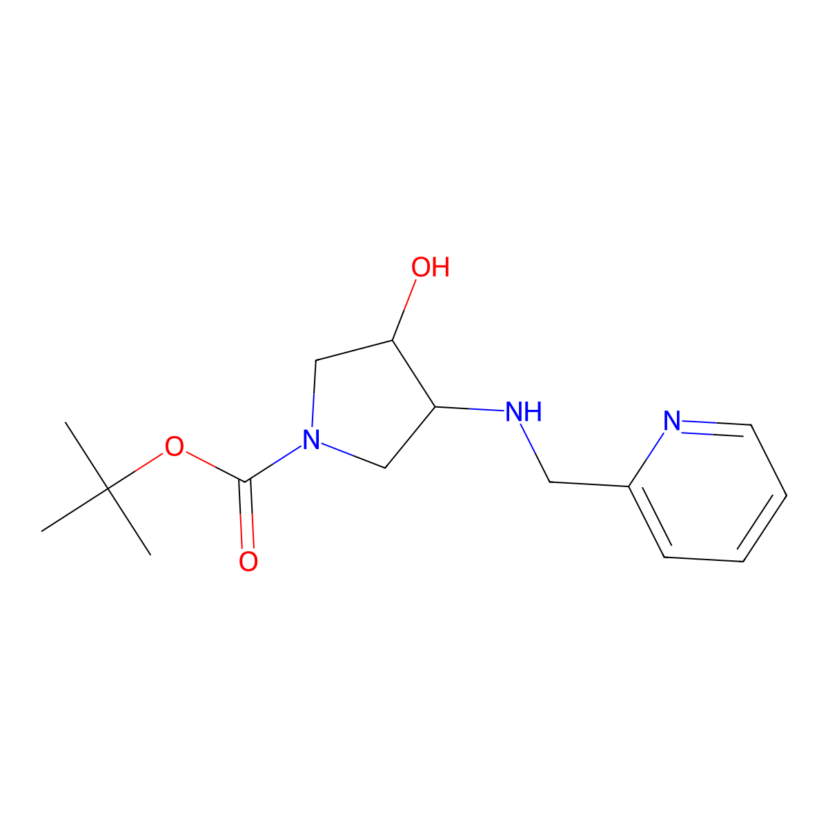 tert-butyl (3R,4R)-3-hydroxy-4-{[(pyridin-2-yl)methyl]amino}pyrrolidine-1-carboxylate molecular structure, CAS 2277033-97-1
