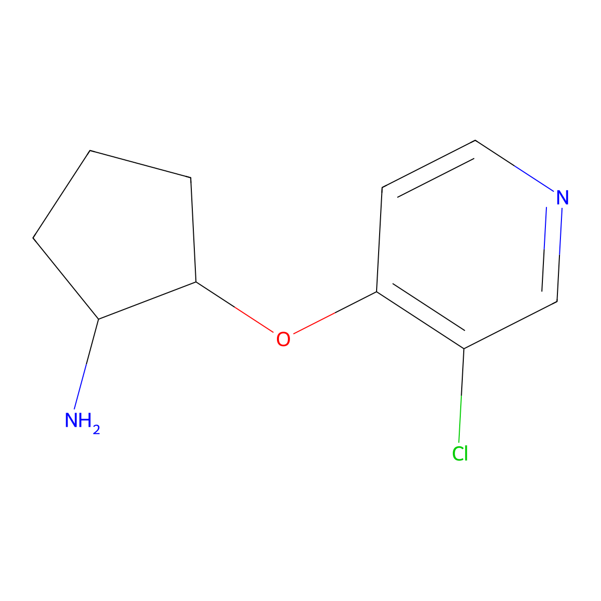 (1R,2R)-2-[(3-chloropyridin-4-yl)oxy]cyclopentan-1-amine molecular structure, CAS 2277042-37-0