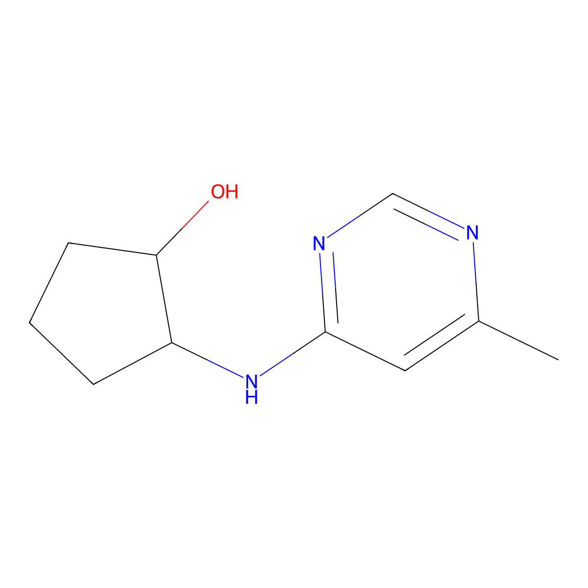 (1R,2R)-2-[(6-Methylpyrimidin-4-yl)amino]cyclopentan-1-ol molecular structure, CAS 2277044-00-3