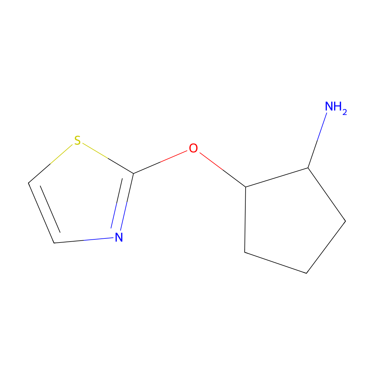 (1R,2R)-2-(1,3-Thiazol-2-yloxy)cyclopentan-1-amine molecular structure, CAS 2277044-41-2