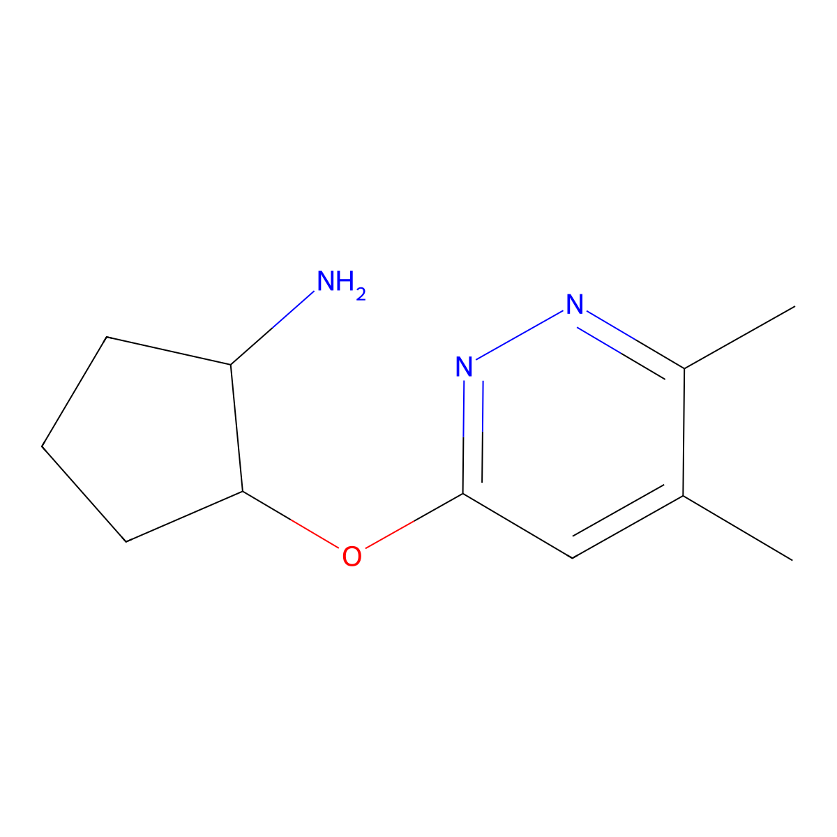 (1R,2R)-2-[(5,6-dimethylpyridazin-3-yl)oxy]cyclopentan-1-amine molecular structure, CAS 2277047-21-7