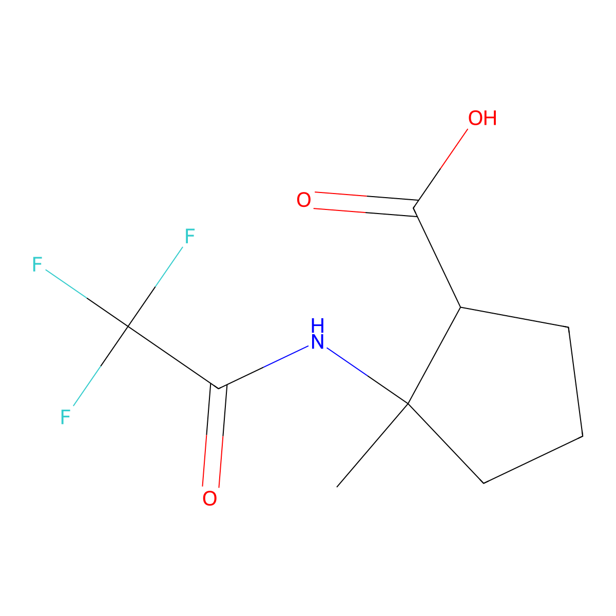 rac-(1R,2S)-2-methyl-2-(trifluoroacetamido)cyclopentane-1-carboxylic acid molecular structure, CAS 2277051-42-8