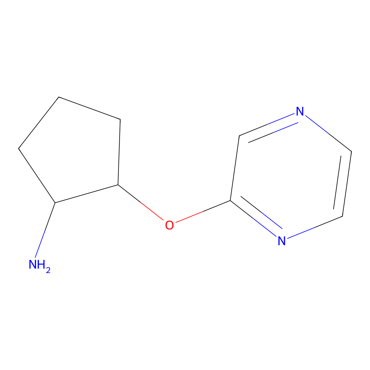 (1R,2R)-2-(pyrazin-2-yloxy)cyclopentan-1-amine molecular structure, CAS 2277073-61-5