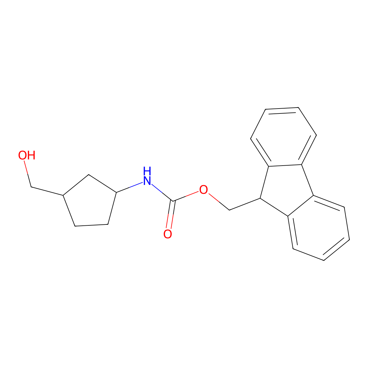 rac-(9H-fluoren-9-yl)methyl N-[(1R,3S)-3-(hydroxymethyl)cyclopentyl]carbamate molecular structure, CAS 2277095-47-1