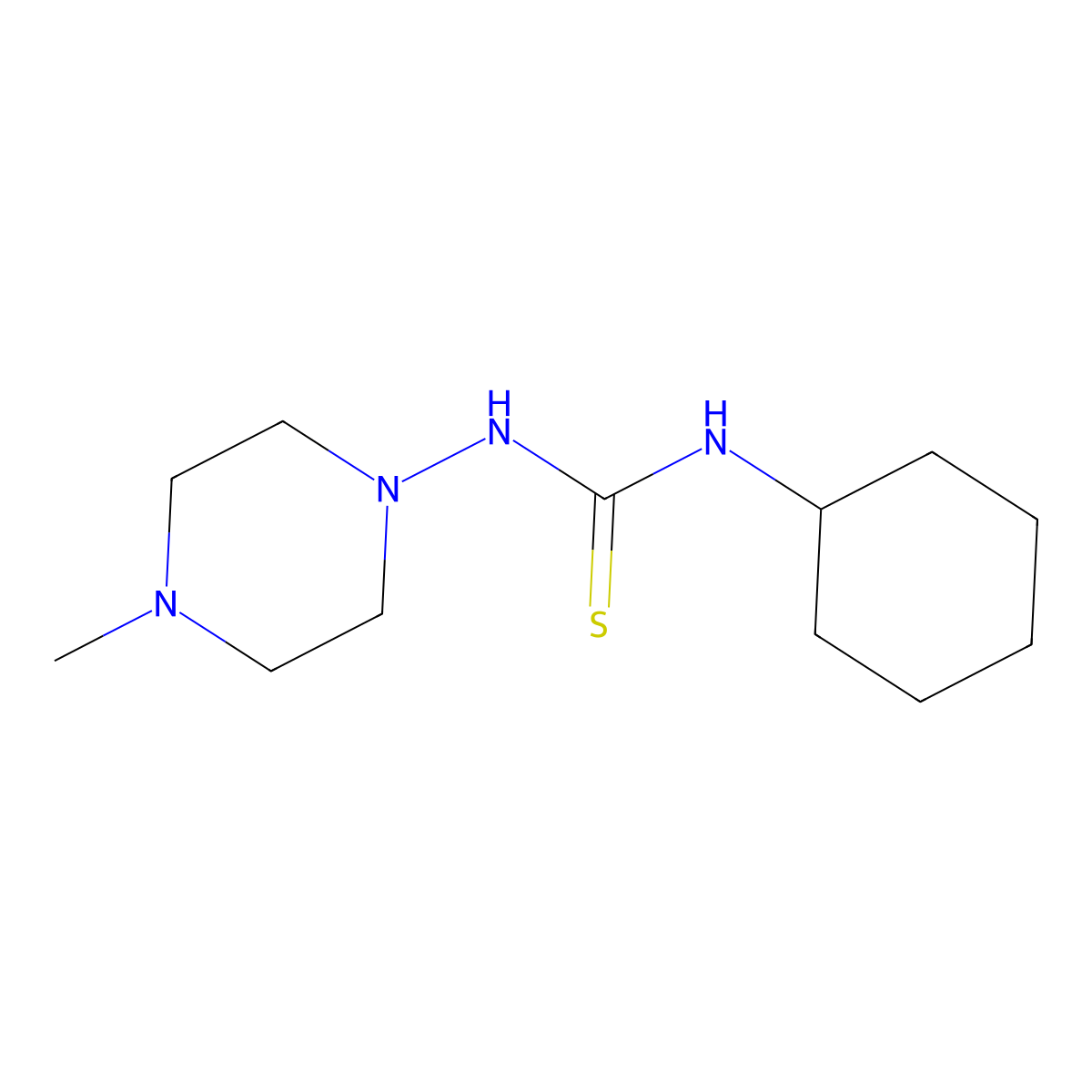 N-cyclohexyl-N'-(4-methyl-1-piperazinyl)thiourea molecular structure, CAS 22771-66-0