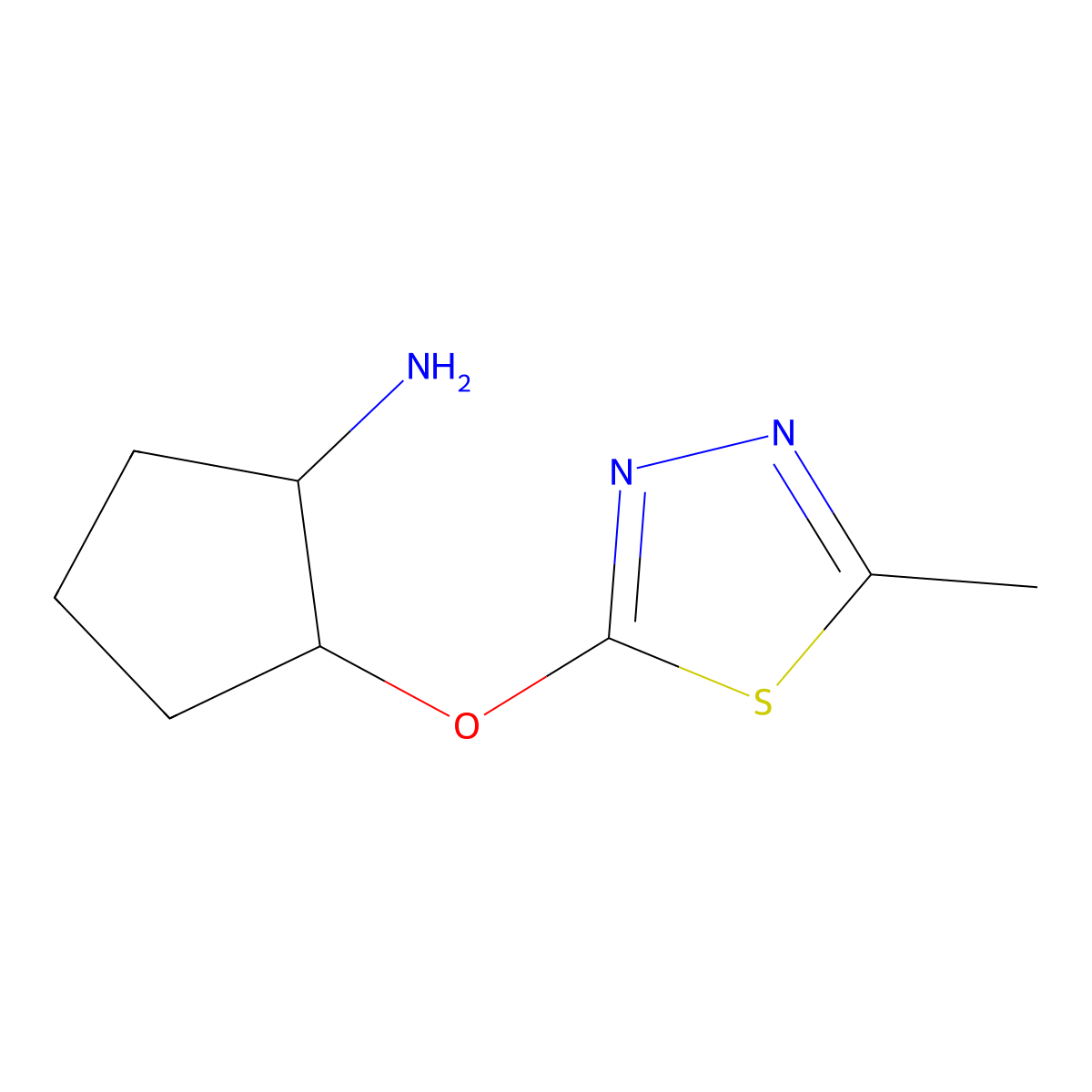 (1R,2R)-2-[(5-methyl-1,3,4-thiadiazol-2-yl)oxy]cyclopentan-1-amine molecular structure, CAS 2277101-04-7