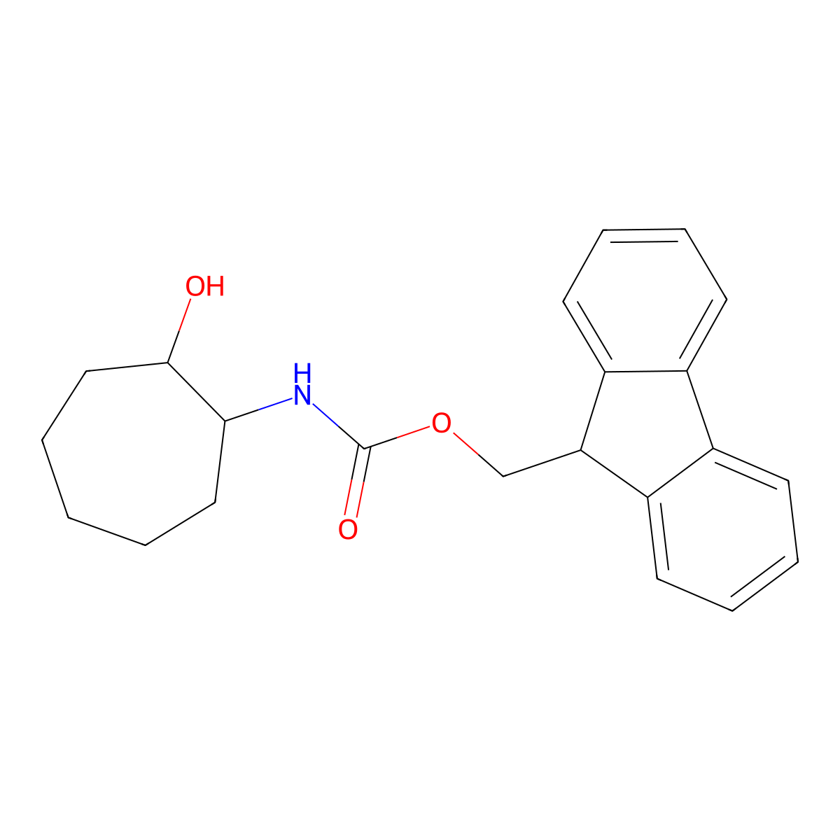 rac-(9H-fluoren-9-yl)methyl N-[(1R,2R)-2-hydroxycycloheptyl]carbamate molecular structure, CAS 2277129-55-0
