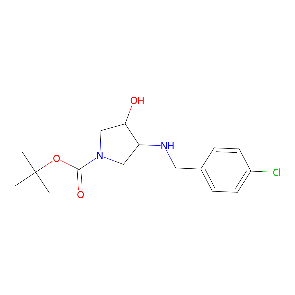 tert-butyl (3R,4R)-3-{[(4-chlorophenyl)methyl]amino}-4-hydroxypyrrolidine-1-carboxylate molecular structure, CAS 2277130-09-1