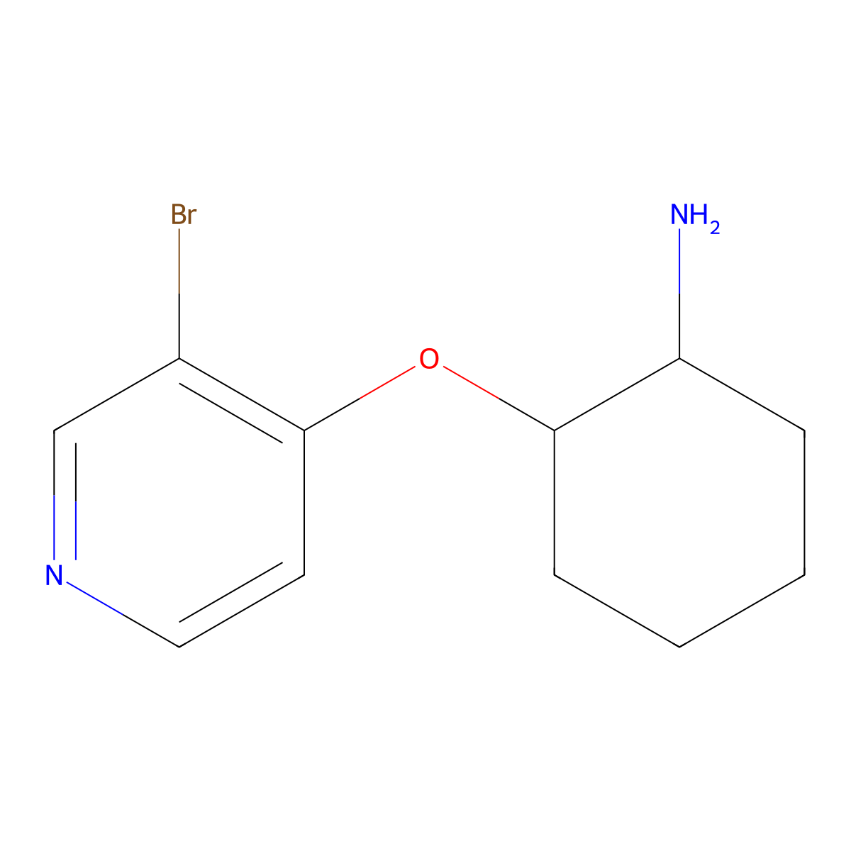 (1R,2R)-2-[(3-bromopyridin-4-yl)oxy]cyclohexan-1-amine molecular structure, CAS 2277172-03-7