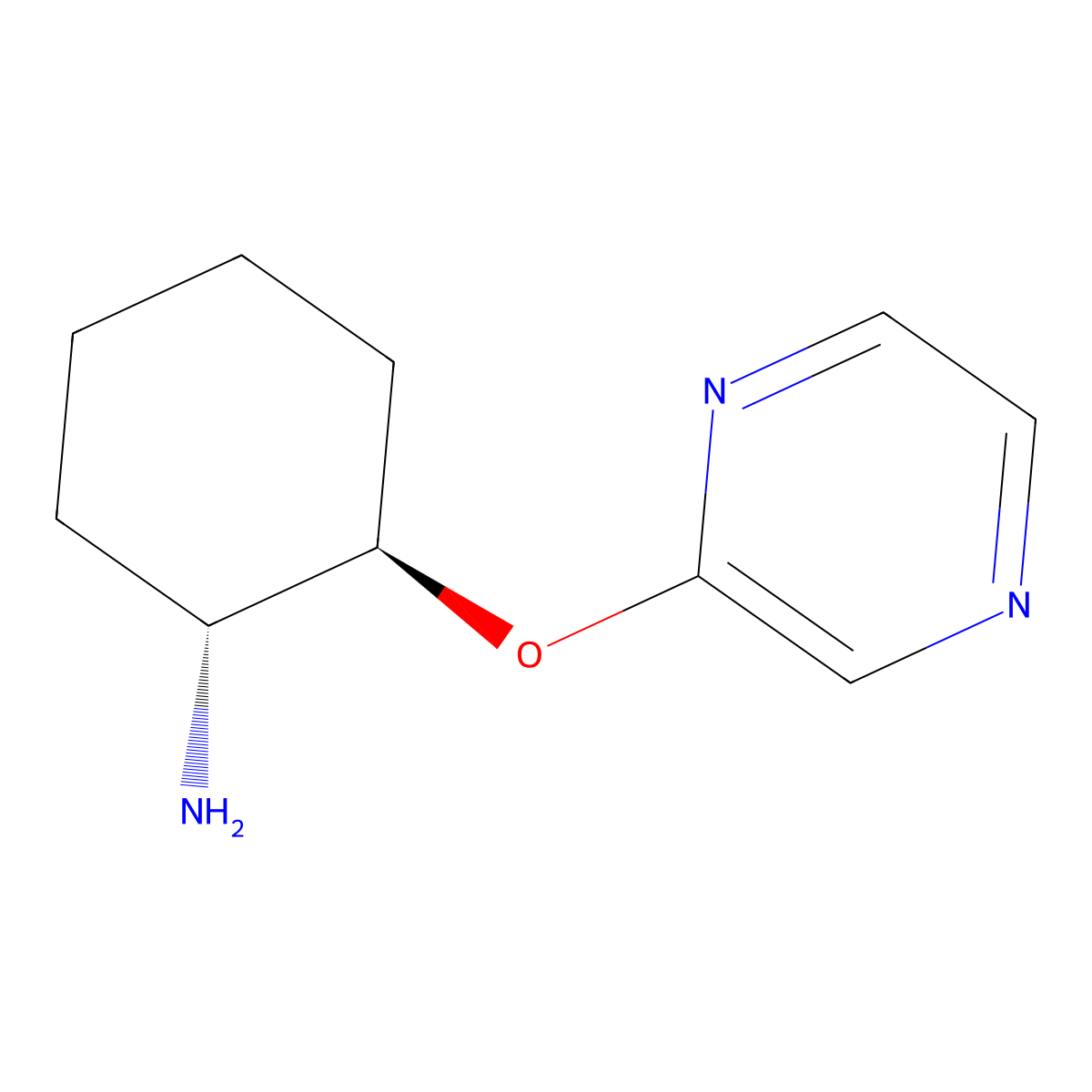 (1R,2R)-2-(pyrazin-2-yloxy)cyclohexan-1-amine molecular structure, CAS 2277175-37-6