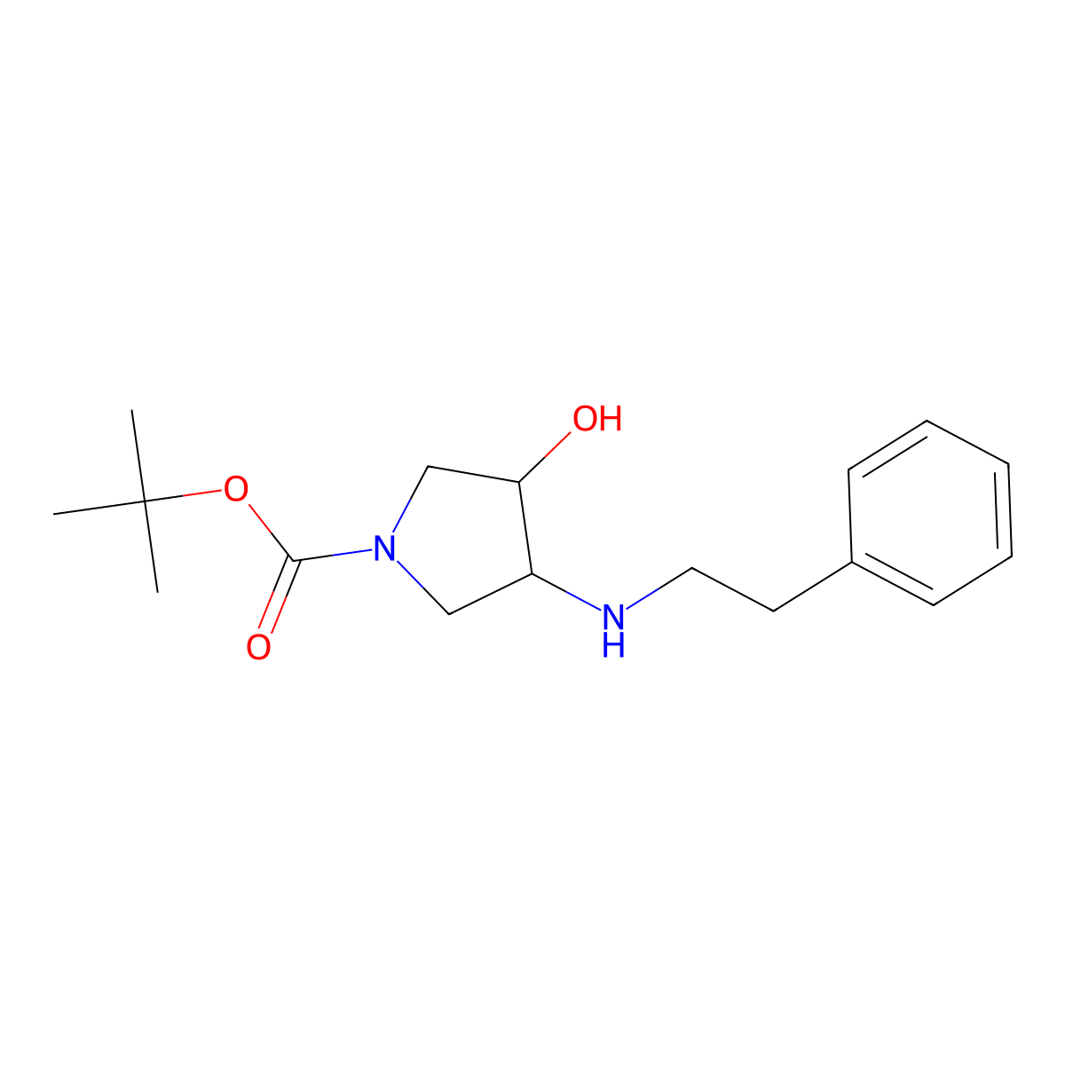 tert-butyl (3R,4R)-3-hydroxy-4-[(2-phenylethyl)amino]pyrrolidine-1-carboxylate molecular structure, CAS 2277186-64-6