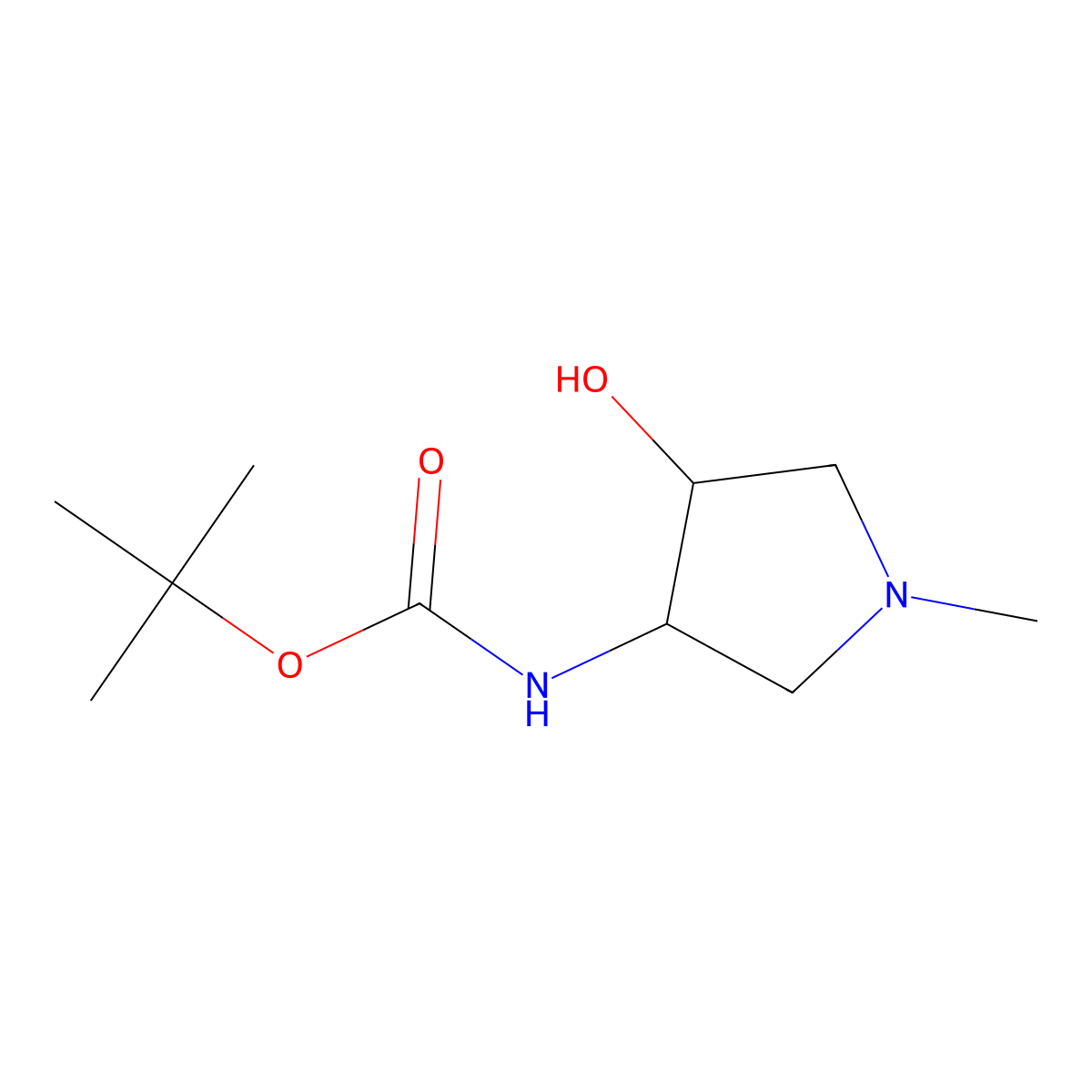 rac-tert-butyl N-[(3R,4R)-4-hydroxy-1-methylpyrrolidin-3-yl]carbamate molecular structure, CAS 2277199-52-5