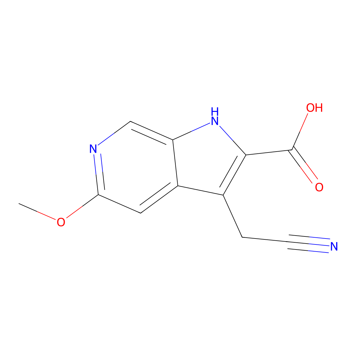 3-(Cyanomethyl)-5-methoxy-1H-pyrrolo[2,3-c]pyridine-2-carboxylic acid molecular structure, CAS 22772-37-8