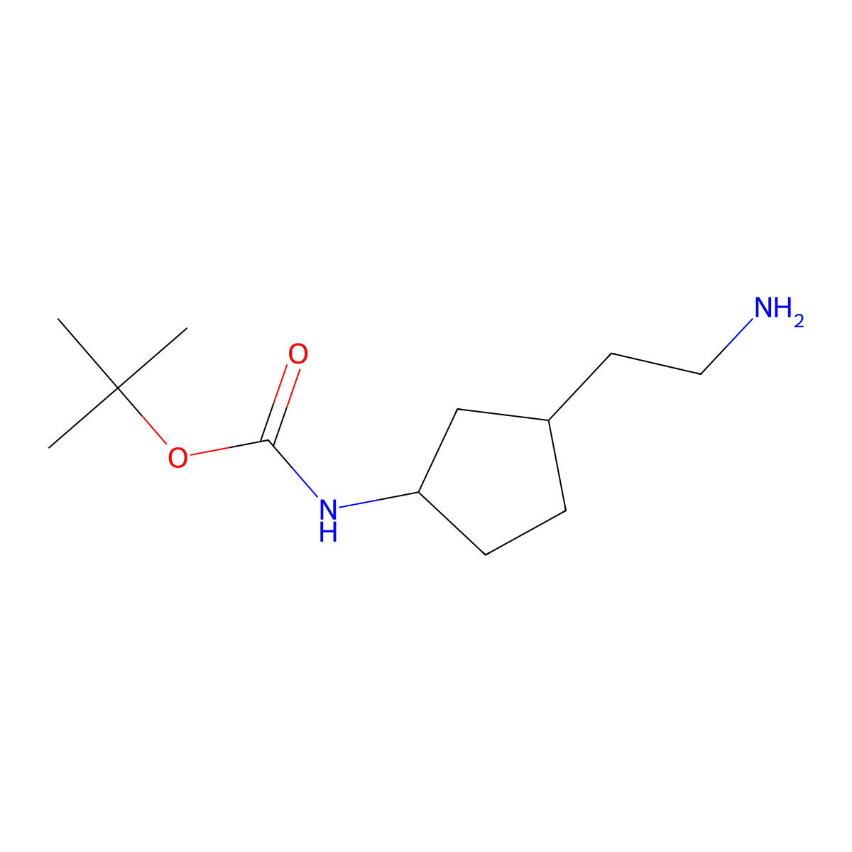 rac-tert-butylN-[(1R,3R)-3-(2-aminoethyl)cyclopentyl]carbamate,cis molecular structure, CAS 2277220-33-2