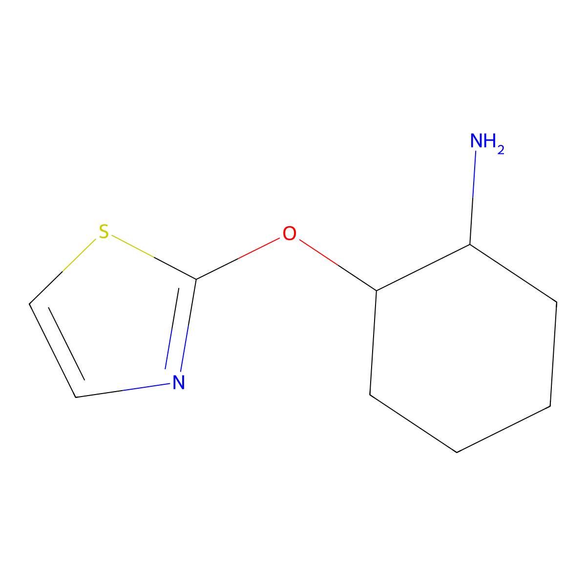 (1R,2R)-2-(1,3-Thiazol-2-yloxy)cyclohexan-1-amine molecular structure, CAS 2277243-15-7