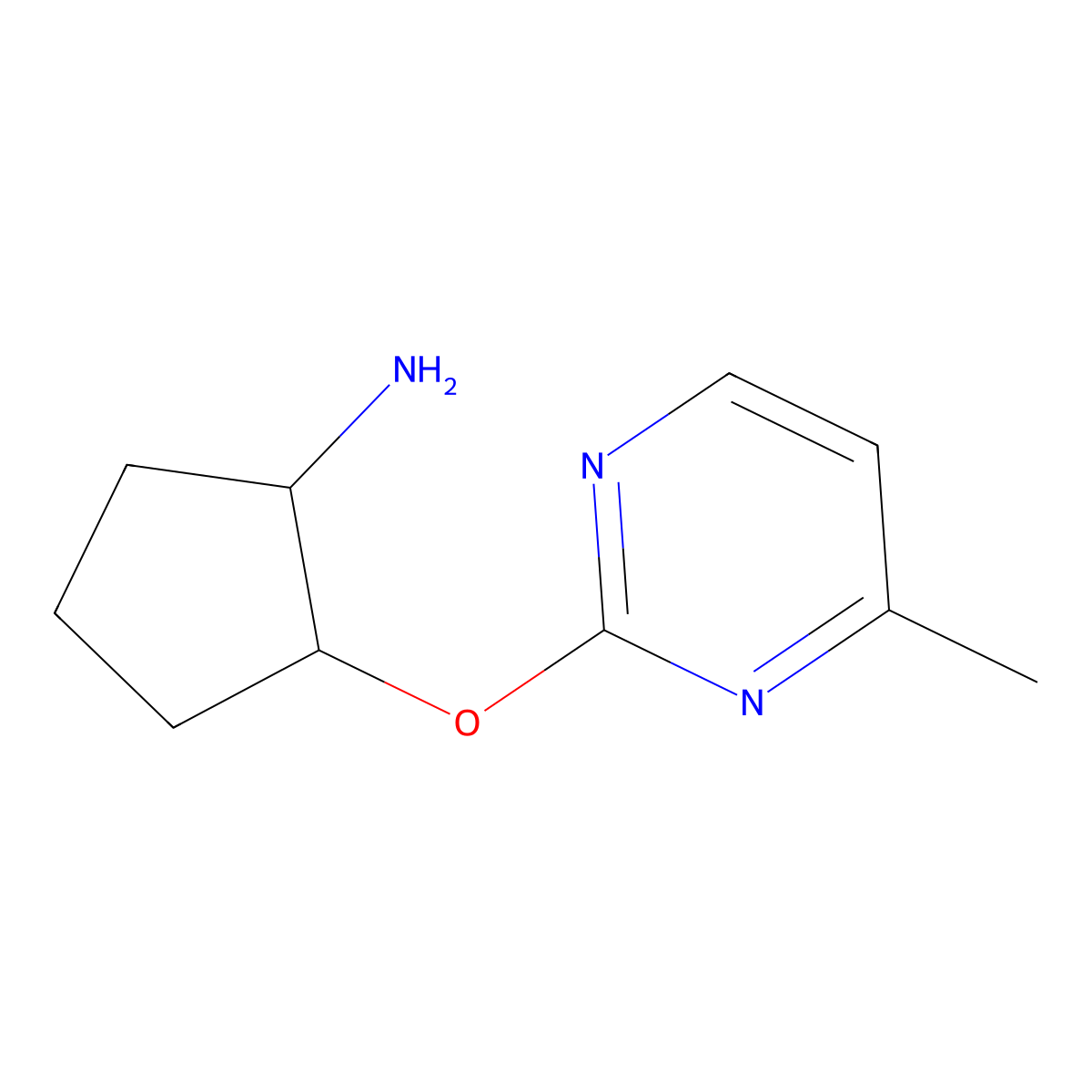 (1R,2R)-2-[(4-methylpyrimidin-2-yl)oxy]cyclopentan-1-amine molecular structure, CAS 2277260-28-1