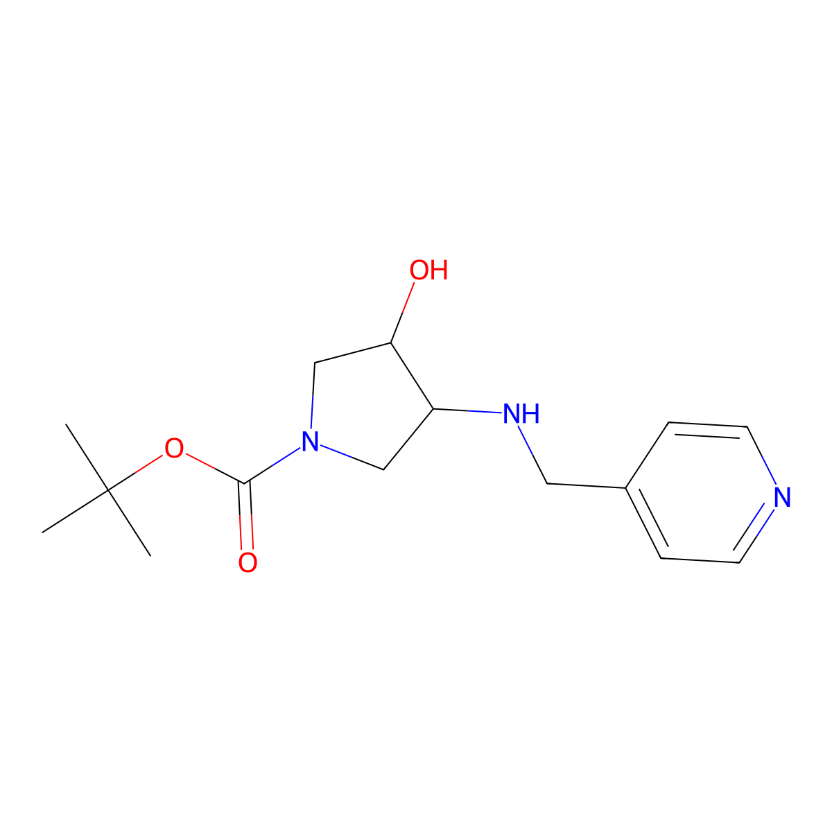 tert-butyl (3R,4R)-3-hydroxy-4-{[(pyridin-4-yl)methyl]amino}pyrrolidine-1-carboxylate molecular structure, CAS 2277260-98-5
