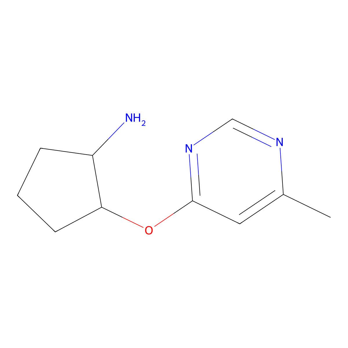 (1R,2R)-2-[(6-methylpyrimidin-4-yl)oxy]cyclopentan-1-amine molecular structure, CAS 2277263-70-2