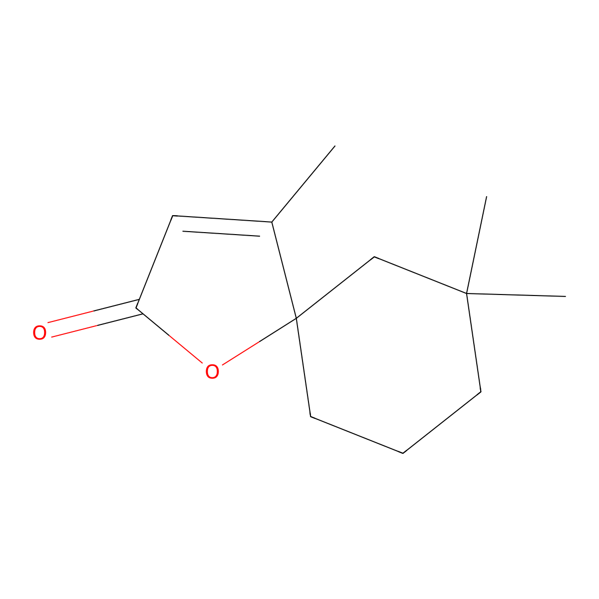 4,7,7-Trimethyl-1-oxaspiro(4.5)dec-3-en-2-one molecular structure, CAS 22773-09-7