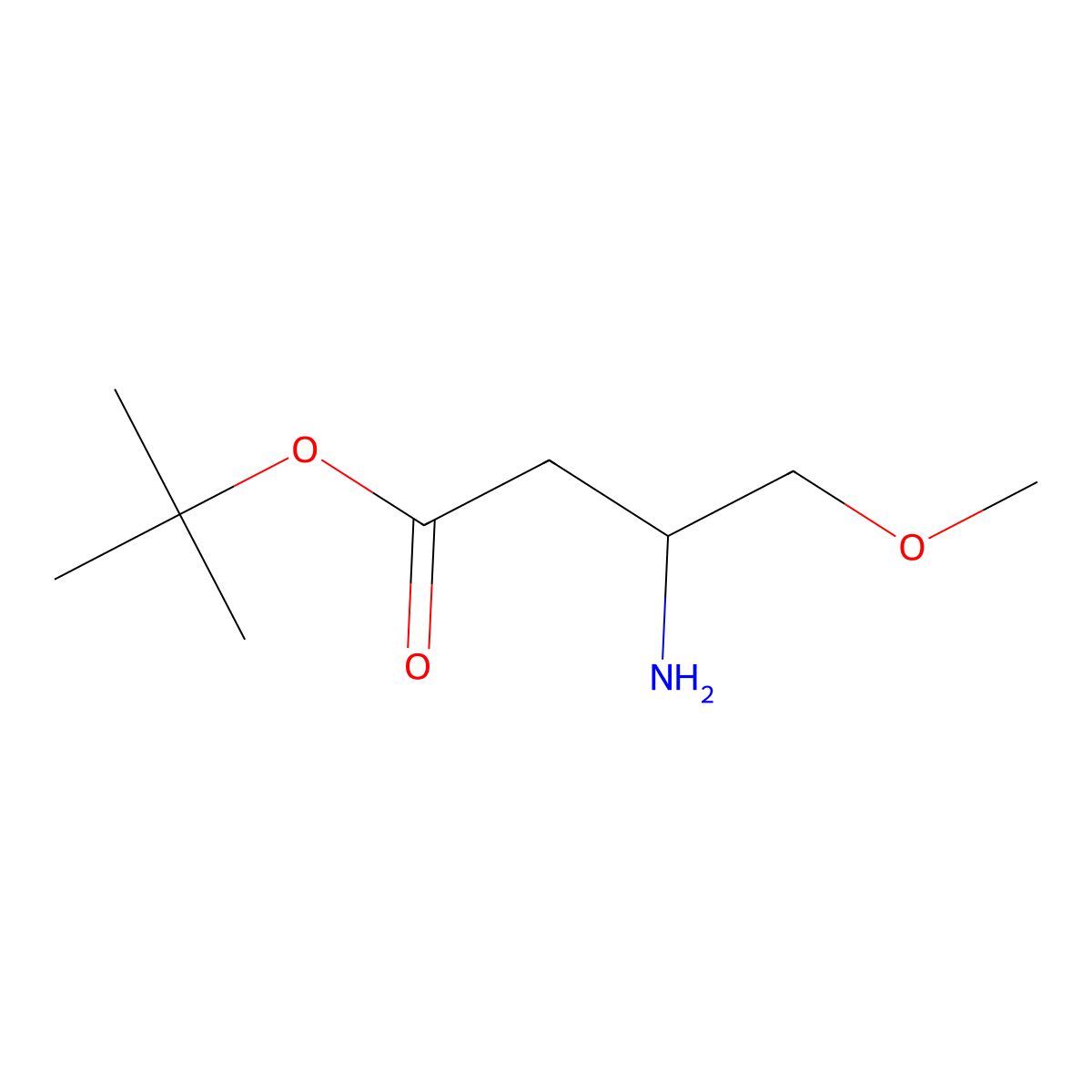 Tert-butyl (3R)-3-amino-4-methoxybutanoate molecular structure, CAS 2277434-36-1