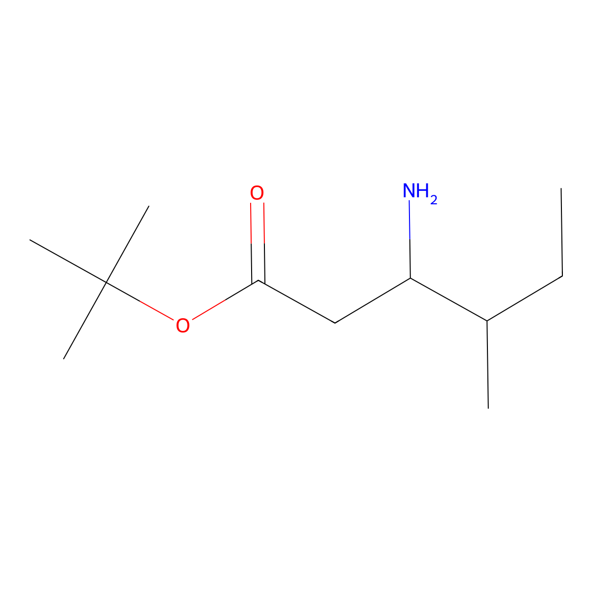 tert-butyl (3R,4S)-3-amino-4-methylhexanoate molecular structure, CAS 2277437-18-8