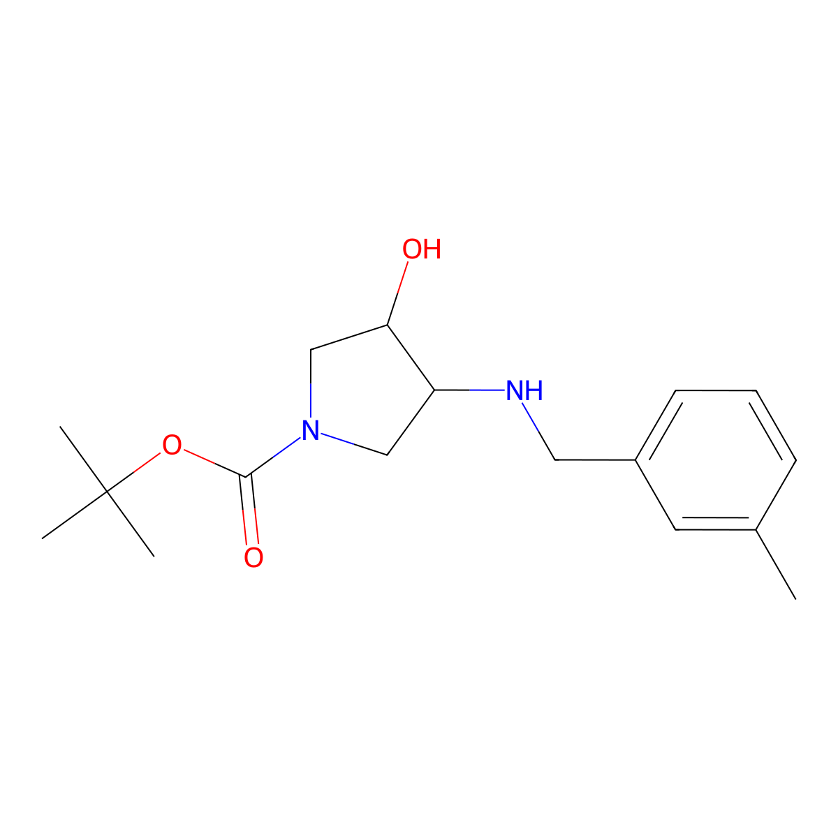 tert-butyl (3R,4R)-3-hydroxy-4-{[(3-methylphenyl)methyl]amino}pyrrolidine-1-carboxylate molecular structure, CAS 2277476-74-9