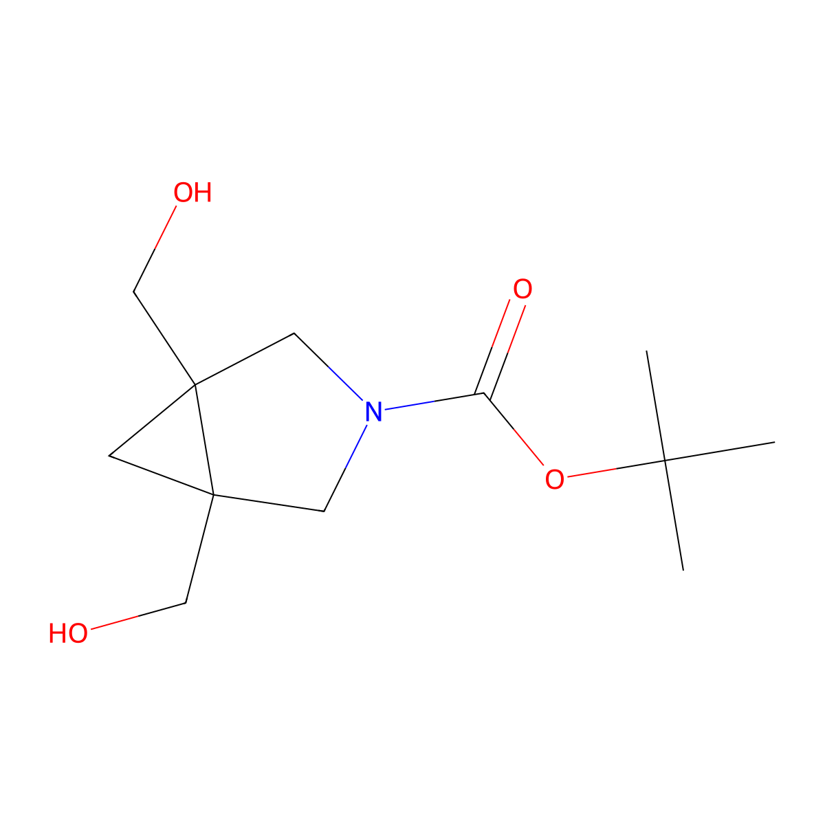 tert-butyl (1R,5S)-1,5-bis(hydroxymethyl)-3-azabicyclo[3.1.0]hexane-3-carboxylate molecular structure, CAS 2277477-02-6