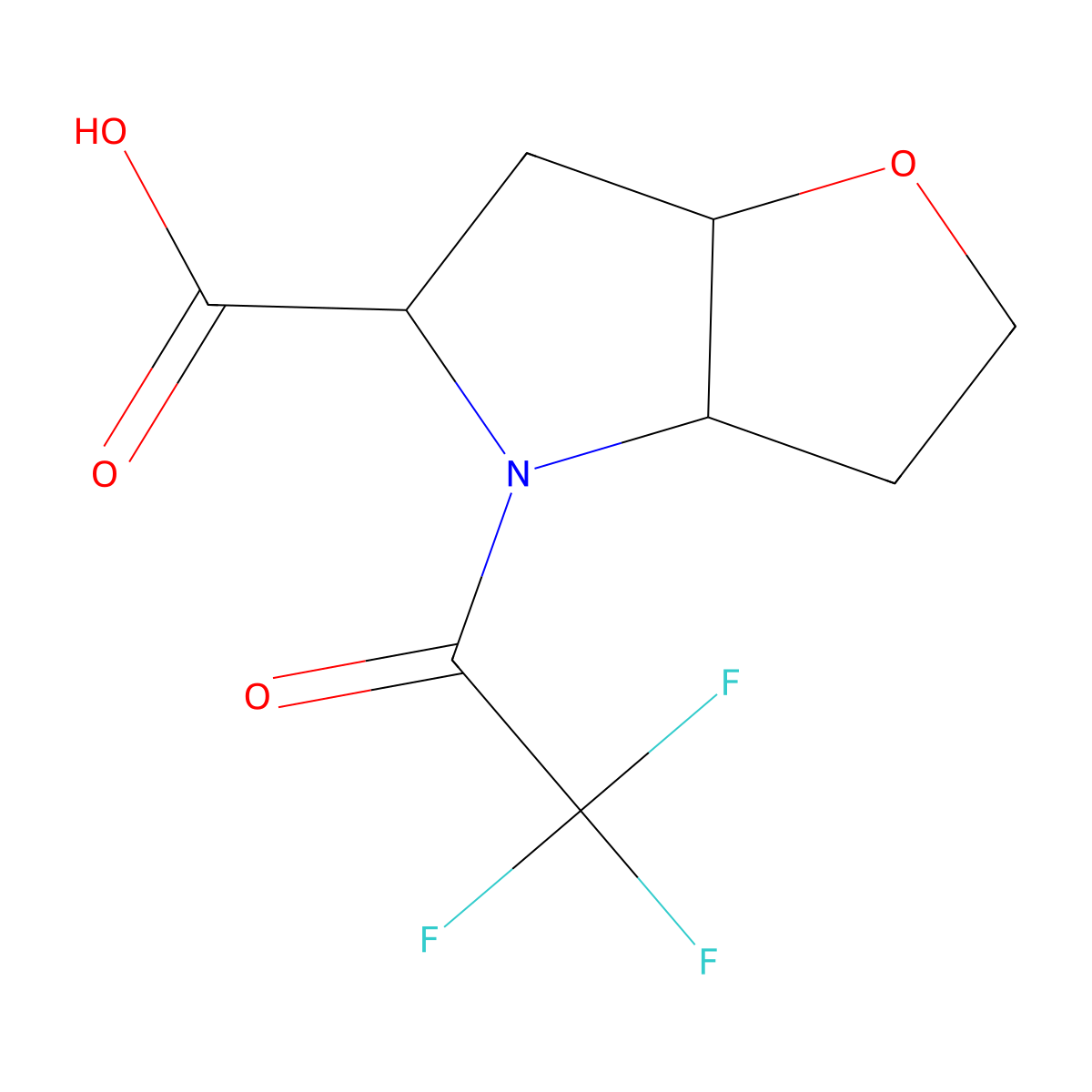 rac-(3aR,6aR)-4-(trifluoroacetyl)-hexahydro-2H-furo[3,2-b]pyrrole-5-carboxylic acid molecular structure, CAS 2277507-95-4