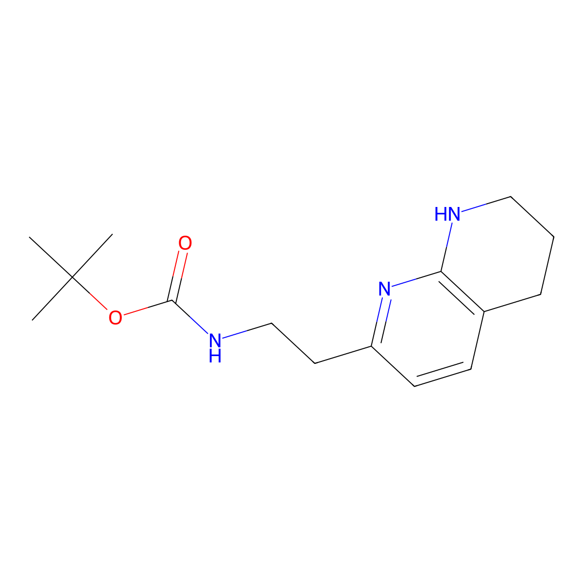 tert-Butyl (2-(5,6,7,8-tetrahydro-1,8-naphthyridin-2-yl)ethyl)carbamate molecular structure, CAS 227751-78-2