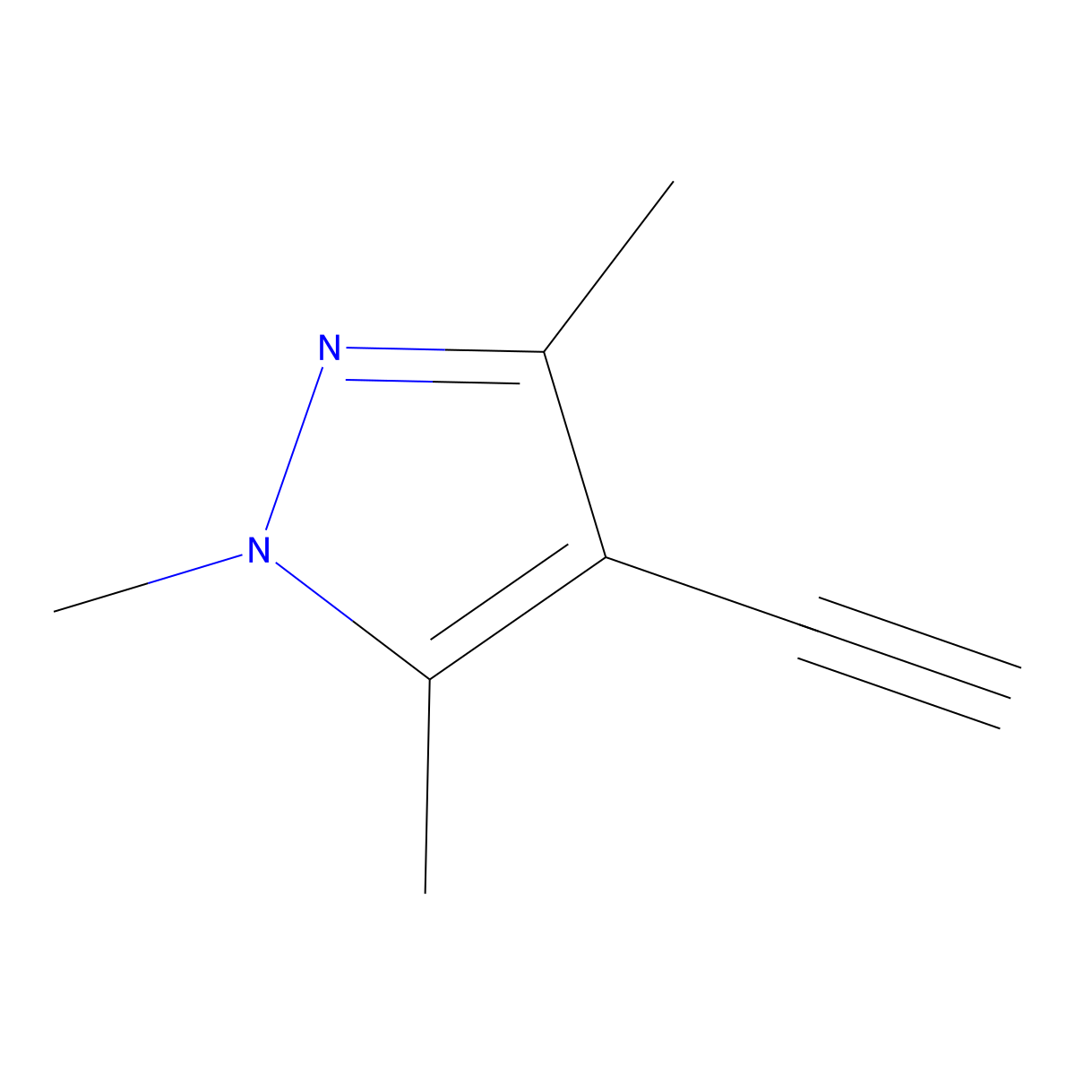 4-ethynyl-1,3,5-trimethyl-1H-pyrazole molecular structure, CAS 22779-02-8
