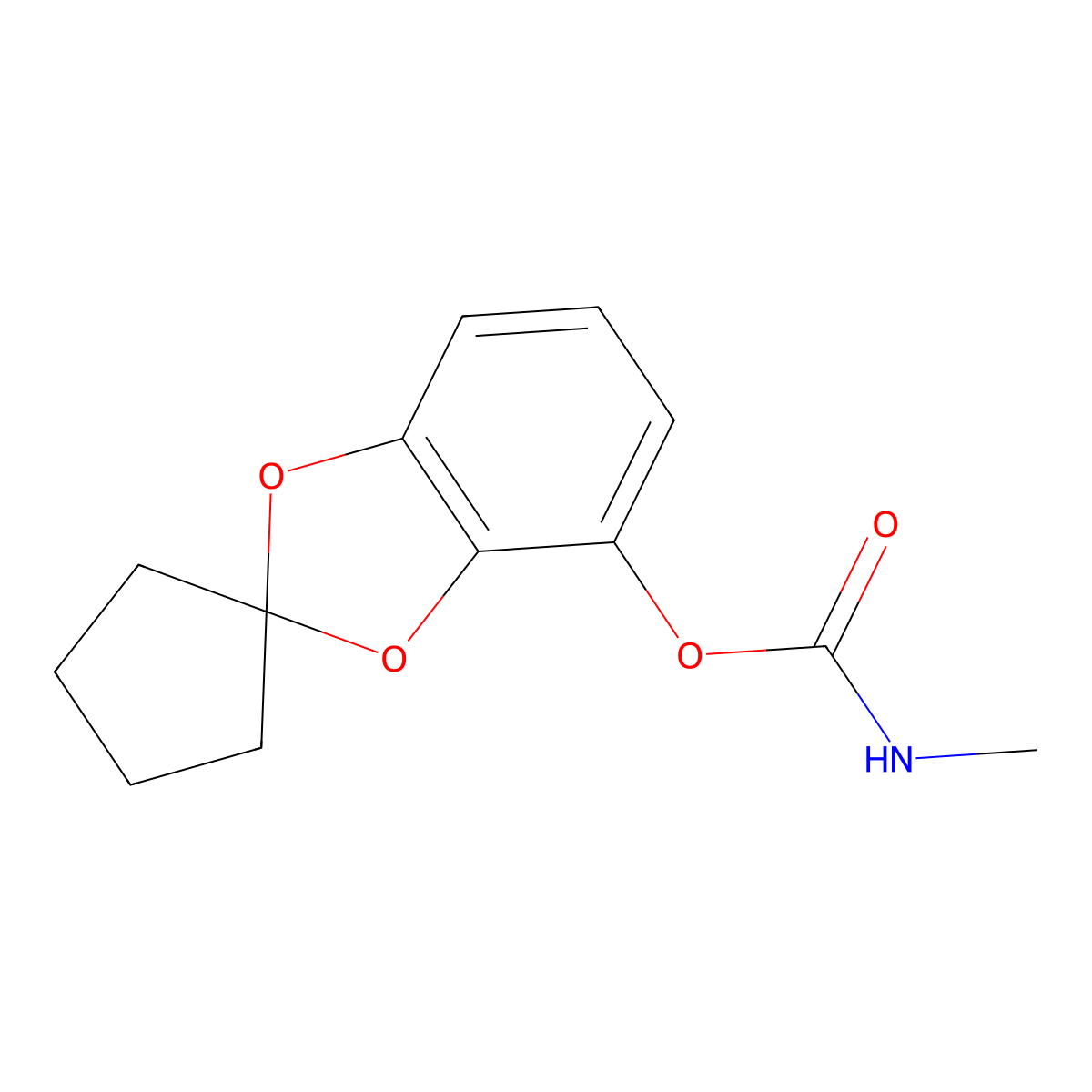 Spiro(1,3-benzodioxole-2,1'-cyclopentan)-4-ol, methylcarbamate molecular structure, CAS 22781-25-5