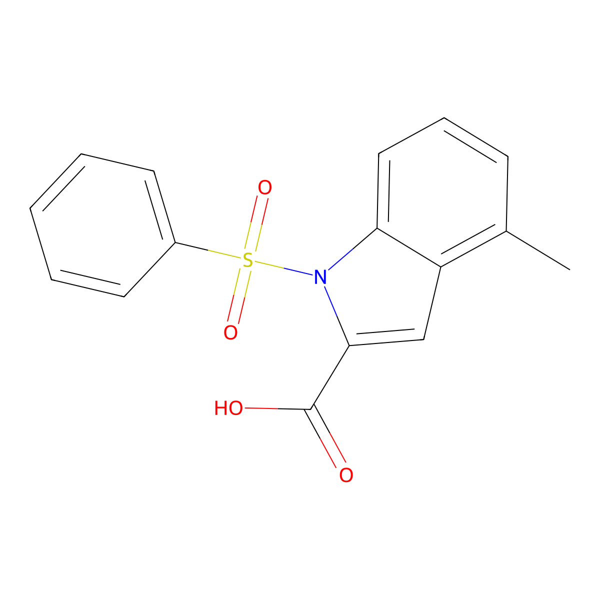 4-methyl-1-(phenylsulfonyl)-1H-indole-2-carboxylic acid molecular structure, CAS 2278276-08-5