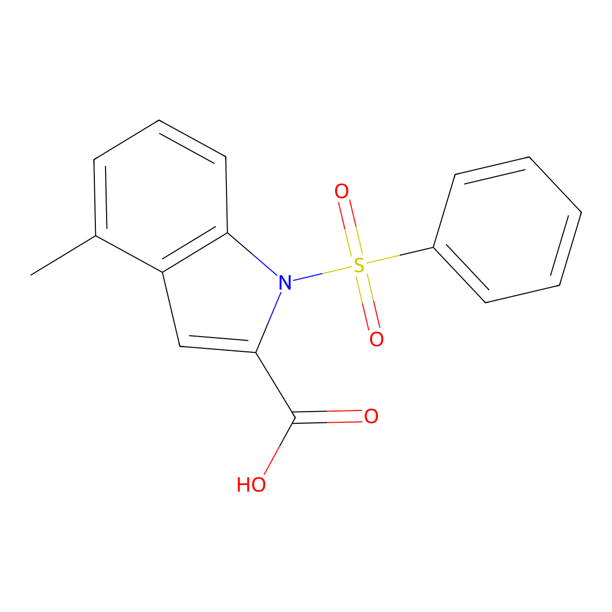 4-methyl-1-(phenylsulfonyl)-1H-indole-2-carboxylic acid molecular structure, CAS 2278276-08-5